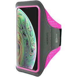 Mobiparts Comfort Fit Telefoonhouder Hardlopen iPhone X Sport Hoesje Neopreen Sportarmband - Neon Pink