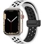 Mobigear Sport Plus Mag Siliconen Apple Watch Bandje Magneetsluiting - 42/41/40/38 mm - Zwart / Wit