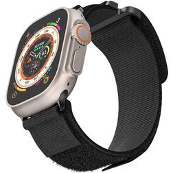 Mobigear Outdoor Nylon Apple Watch Bandje Klittenbandsluiting - 42/41/40/38 mm - Zwart