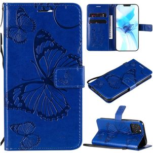 Mobigear Butterfly iPhone 12 Pro Hoesje Bookcase Portemonnee - Blauw