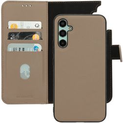 Mobiparts Samsung Galaxy A34 Hoesje Echt Leer Uitneembare 2in1 Bookcase Portemonnee - Taupe