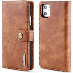 Mobigear Snap Button iPhone 11 Hoesje Uitneembare 2in1 Bookcase Portemonnee - Bruin