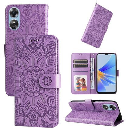 Mobigear Sunflower OPPO A17 Hoesje Bookcase Portemonnee - Paars