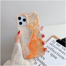 Mobigear Marble iPhone 12 Pro Max Hoesje Flexibel TPU Backcover - Oranje