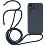 Mobigear Lanyard iPhone 15 Pro Siliconen Hoesje met koord - Donkerblauw