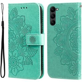 Mobigear Flowers Samsung Galaxy S23 Hoesje Bookcase Portemonnee - Groen