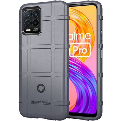 Mobigear Rugged Shield Realme 8 Hoesje Flexibel TPU Backcover Shockproof - Grijs