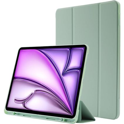 Mobigear Tri-Fold Gel iPad Air 13 Inch (2026) Hoes TPU,Kunstleer Bookcase + Stylus Houder - Groen