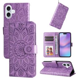 Mobigear Sunflower iPhone 17 Hoesje Bookcase Portemonnee - Paars