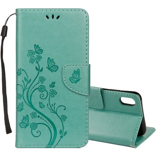 Mobigear Flowers iPhone XR Hoesje Bookcase Portemonnee - Turquoise