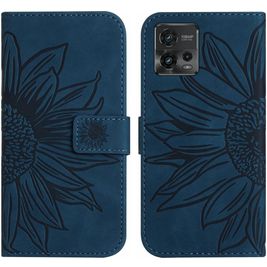 Mobigear Sunflower Motorola Moto G72 Hoesje Bookcase Portemonnee - Blauw