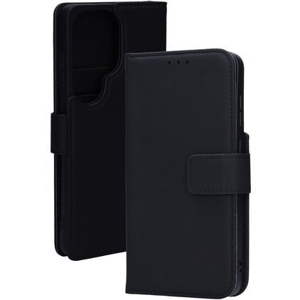 Mobiparts Wallet Samsung Galaxy S26 Ultra MagSafe Hoesje Echt Leer Bookcase Portemonnee - Zwart