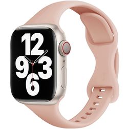 Mobigear Sport Slim Siliconen Apple Watch Bandje Druksluiting - 49/46/45/44 mm - Pastelroze
