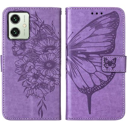 Mobigear Butterfly Motorola Moto G54 Hoesje Bookcase Portemonnee - Paars
