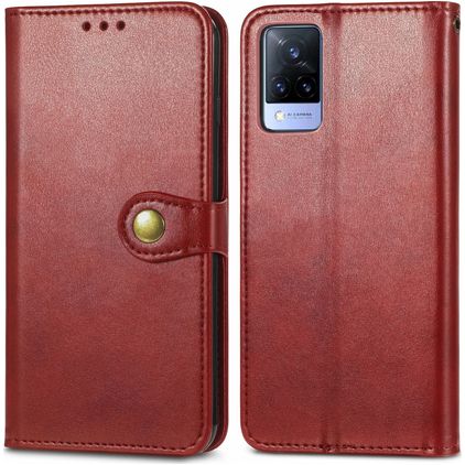 Mobigear Snap Button Vivo V21 Hoesje Bookcase Portemonnee - Rood