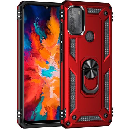 Mobigear Armor Ring Motorola Moto G50 Hoesje Hardcase Backcover Shockproof met Ringhouder - Rood