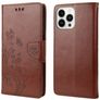 Mobigear Flowers iPhone 14 Pro Hoesje Bookcase Portemonnee - Bruin