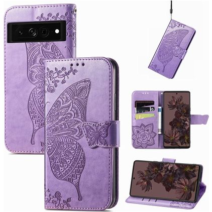 Mobigear Butterfly Google Pixel 7 Pro Hoesje Bookcase Portemonnee - Paars