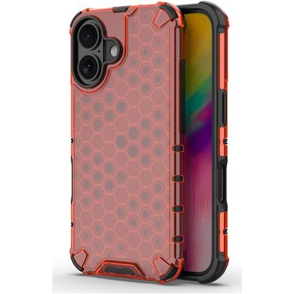 Mobigear Honeycomb iPhone 16 Hoesje Hardcase Backcover Shockproof - Rood