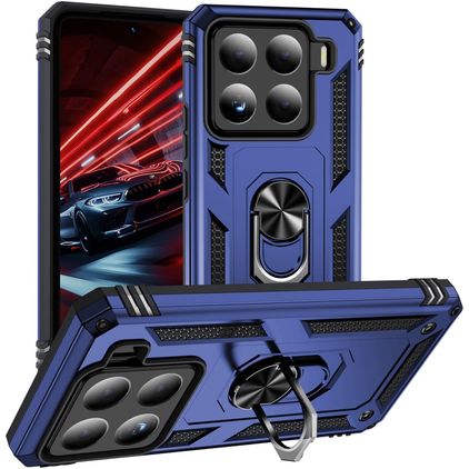 Mobigear Armor ring Xiaomi 15 Hoesje Hardcase Backcover Shockproof met Ringhouder - Blauw