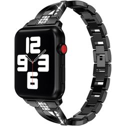 Mobigear Prague Stalen Apple Watch Bandje Vouwsluiting - 42/41/40/38 mm - Zwart