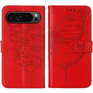 Mobigear Butterfly Google Pixel 9 Pro Hoesje Bookcase Portemonnee - Rood