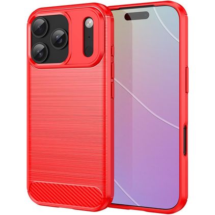 Mobigear Brushed Slim iPhone 18 Pro Hoesje Flexibel TPU Backcover - Rood
