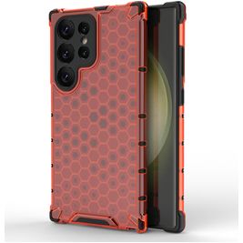 Mobigear Honeycomb Samsung Galaxy S24 Ultra Hoesje Hardcase Backcover Shockproof - Rood