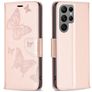 Mobigear Butterfly Samsung Galaxy S23 Ultra Hoesje Bookcase Portemonnee - Roségoud