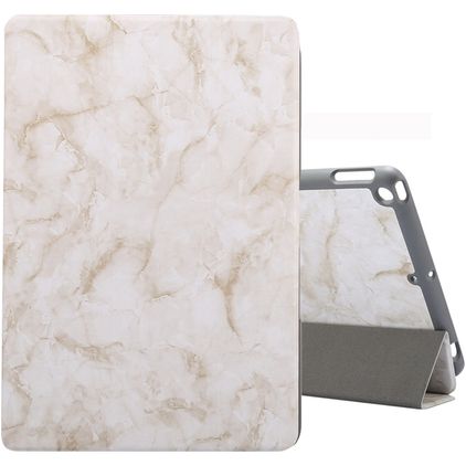 Mobigear Tri-Fold Marble iPad 9 (2021) Hoes Bookcase + Stylus Houder - Wit