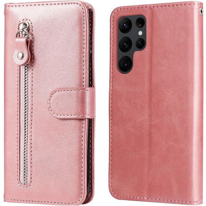 Mobigear Zipper Samsung Galaxy S23 Ultra Hoesje Bookcase Portemonnee - Roségoud