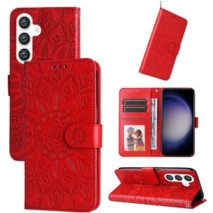 Mobigear Sunflower Samsung Galaxy S24 Hoesje Bookcase Portemonnee - Rood