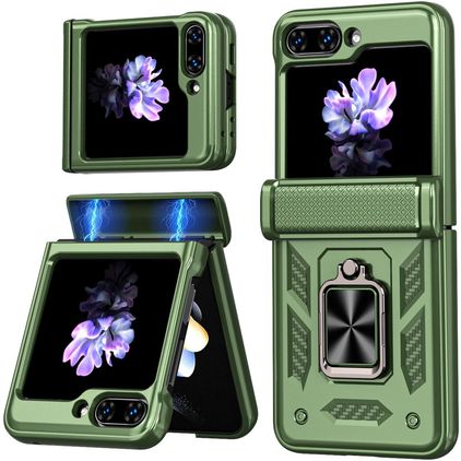 Mobigear Armor ring Samsung Galaxy Z Flip 6 Hoesje Hardcase Backcover Shockproof met Ringhouder - Groen