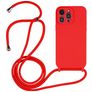 Mobigear Lanyard iPhone 14 Pro Siliconen Hoesje met koord - Rood