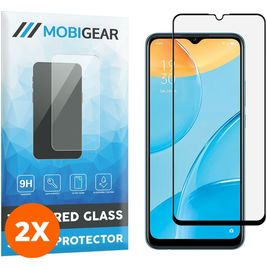 Mobigear Premium OPPO A15 Glazen Screenprotector - Case Friendly - Zwart (2-Pack)