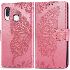 Mobigear Butterfly Samsung Galaxy A40 Hoesje Bookcase Portemonnee - Roze