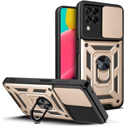 Mobigear Armor Ring Cam Slide Samsung Galaxy M53 Hoesje Hardcase Backcover Shockproof met Ringhouder - Goud