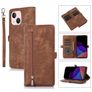 Mobigear Zipper iPhone 14 Plus Hoesje Bookcase Portemonnee - Bruin