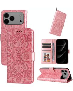 Mobigear Sunflower iPhone 18 Pro Max Hoesje Bookcase Portemonnee - Roze