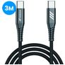 Mobigear Nylon USB-C naar USB-C Kabel 3 Meter - Zwart