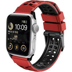 Mobigear Aero Armor Siliconen Apple Watch Bandje Gespsluiting - 49/46/45/44 mm - Rood / Zwart