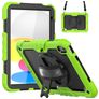 Mobigear SureGrip Xtreme iPad 11 (2025) Hoes Hard Kunststof,Siliconen Backcover + Schouderband + Standaard - Zwart / Groen