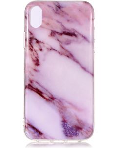 Mobigear Marble iPhone XS Max Hoesje Flexibel TPU Backcover - Paars