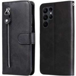 Mobigear Zipper Samsung Galaxy S23 Ultra Hoesje Bookcase Portemonnee - Zwart Mobigear Zipper Samsung Galaxy S23 Ultra Hoesje Bookcase Portemonnee - Zwart