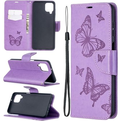 Mobigear Butterfly Samsung Galaxy A12 Hoesje Bookcase Portemonnee - Paars
