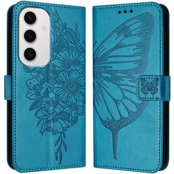 Mobigear Butterfly Samsung Galaxy S24 FE Hoesje Bookcase Portemonnee - Blauw