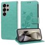 Mobigear Flowers Samsung Galaxy S25 Ultra Hoesje Bookcase Portemonnee - Groen