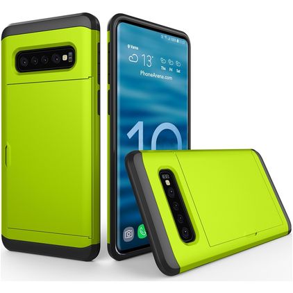 Mobigear Card Samsung Galaxy S10 Hoesje Hardcase Backcover Shockproof met Pasjeshouder - Groen