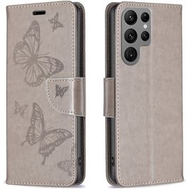 Mobigear Butterfly Samsung Galaxy S24 Ultra Hoesje Bookcase Portemonnee - Grijs