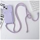 Mobigear Lanyard Card iPhone 15 Plus Siliconen Hoesje met koord en Pasjeshouder - Paars